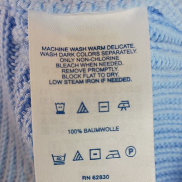 Lands' End SZ 1X Thick Knit Funnel Neck Sweater Sky Blue 100% Cotton - Picture 8 of 8